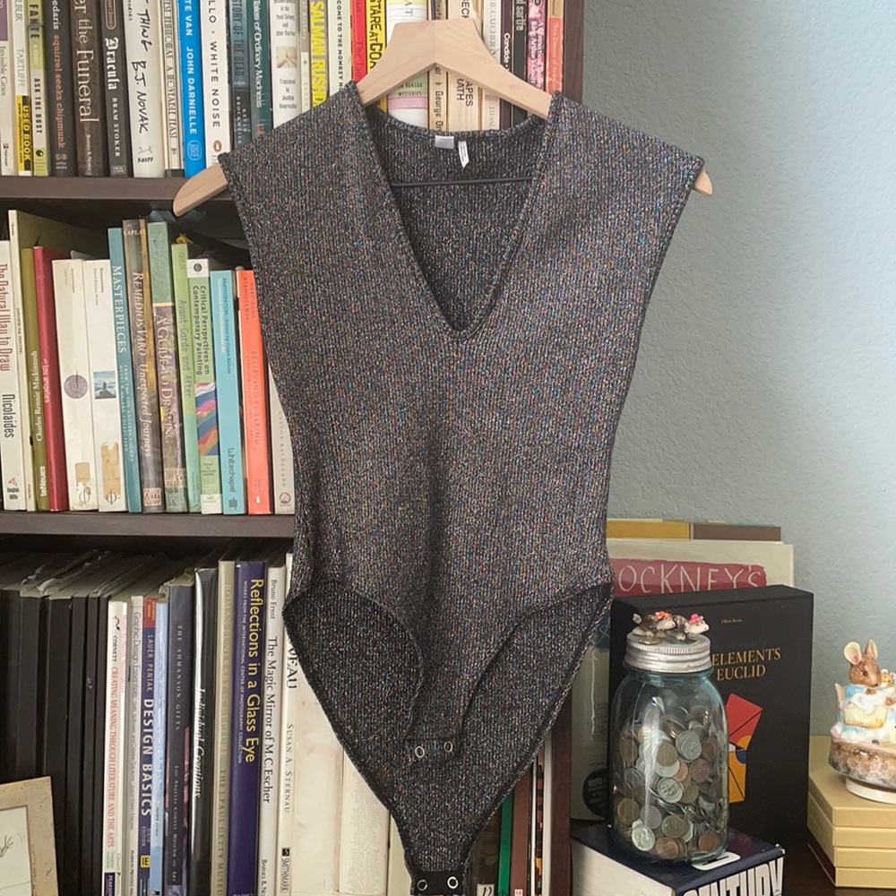Out from under black rainbow sparkle bodysuit xs